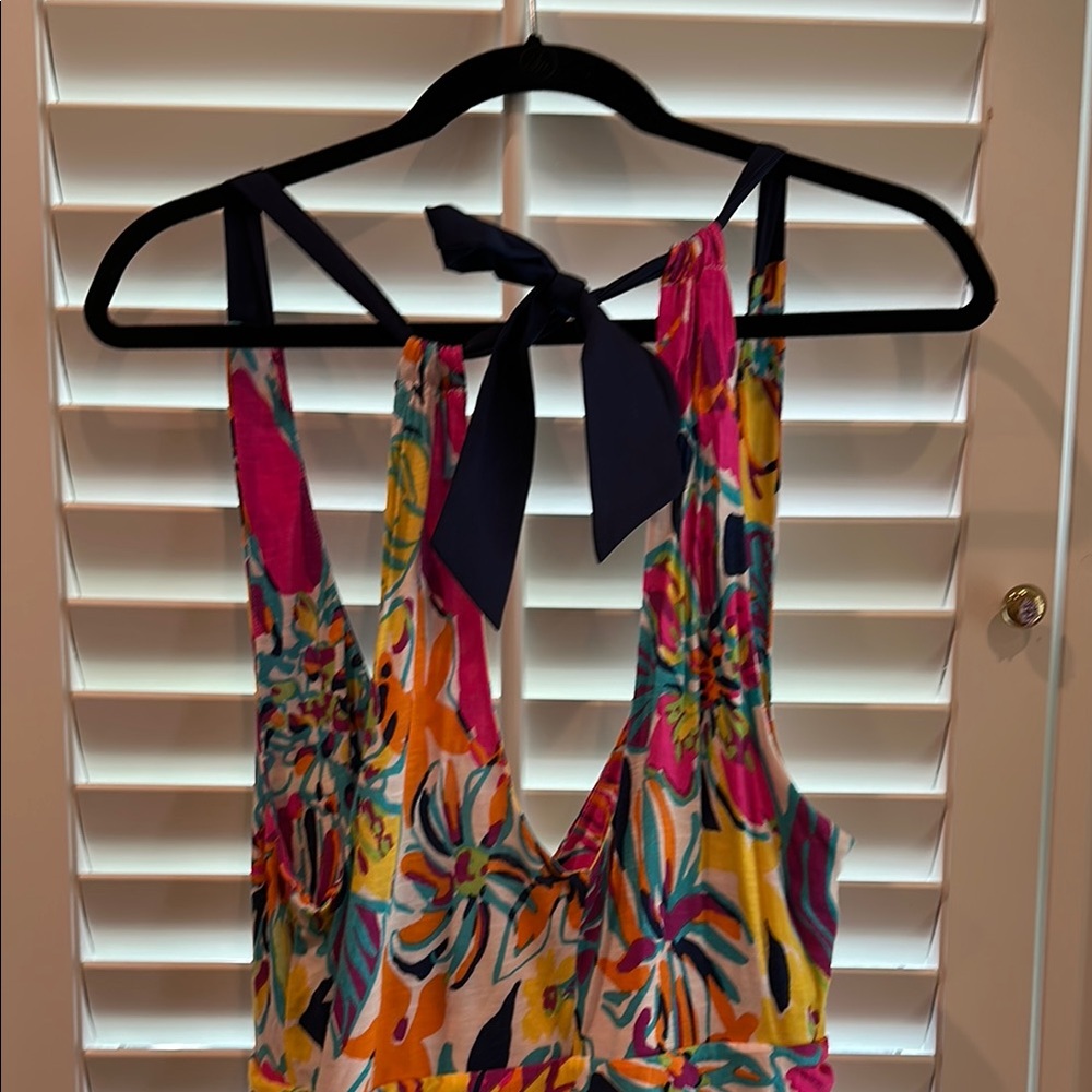Lilly Pulitzer Pink and Blue Maxi Dress with Tropical Floral Print - Picture 3 of 5